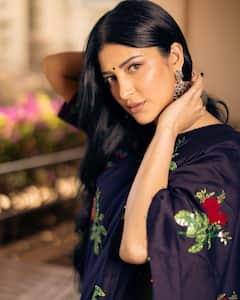 Shruti Haasan Colours Social Media In A Floral Saree