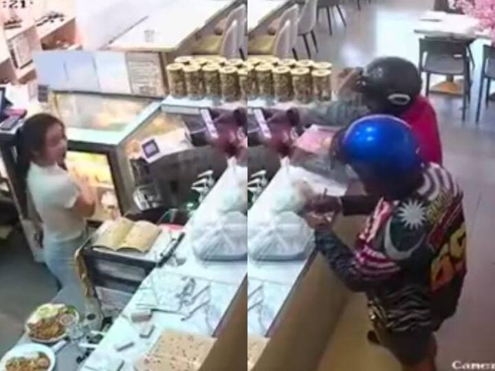 Malaysia restaurant female employee attacked by food delivery agent viral video Video: गुस्से में फूड डिलीवरी एजेंट ने रेस्टोरेंट की महिला कर्मचारी पर फेंकी ड्रिंक, वीडियो वायरल 