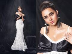 Tejasswi Prakash Looks Stunning In Black-White Outfit By Alpana Neeraj; See