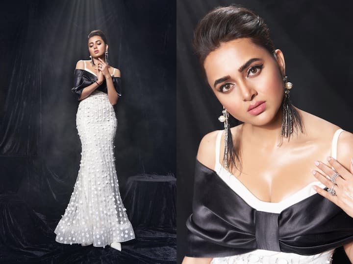 Tejasswi Prakash is a stunner in all seasons. The Naagin 6 actor treated her fans to a new set of pictures in a black-white outfit by Alpana Neeraj; check out.