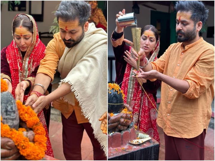 Yami Gautam Pray Lord Shiva with husband Aditya Dhar on the success of the film Chor Nikal Kar Bhaga shared pics Yami Gautam ने  पति आदित्य संग की विधि-विधान से भोलेनाथ की अराधना, तस्वीरें शेयर कर लिखा- 'मैं धन्य महसूस करती हूं'
