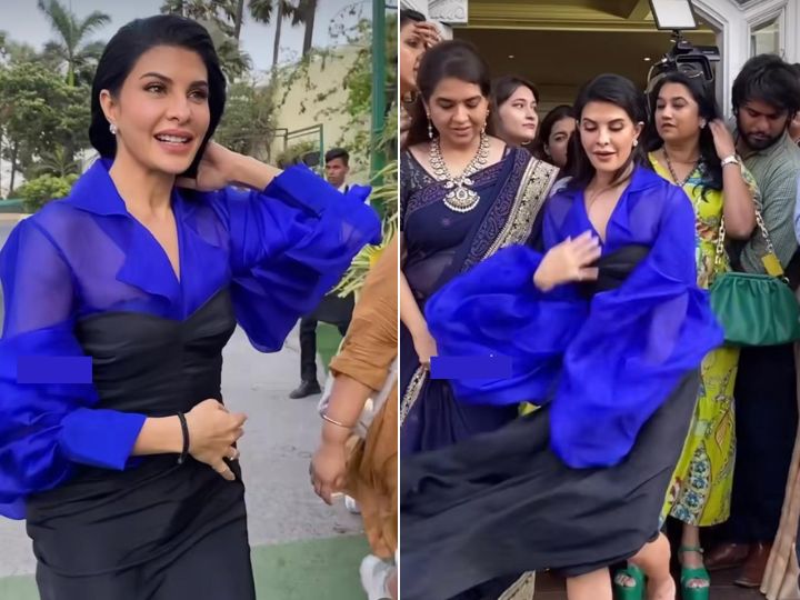 Jacqueline Fernandez oops moment when her dress fly in heavy air watch  video | Oops मोमेंट का शिकार हुईं जैकलीन फर्नांडिस, हवा में उड़ती ड्रेस ने  बढ़ाई एक्ट्रेस की दिक्कत