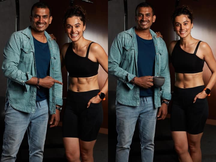 Taapsee Pannu posted her new six packs look with her gym trainer shocks the fans Taapsee Pannu in Six Packs : டைகர் ஷெராப்புக்கே டஃப்: சிக்ஸ் பேக் புகைப்படத்தை வெளியிட்ட டாப்சி!