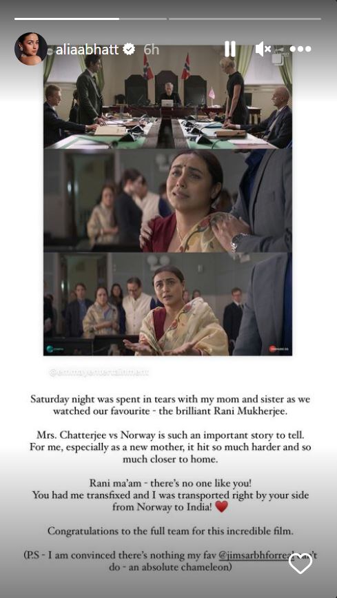 Alia Bhatt Says She Was In Tears After Watching Rani Mukerji's Mrs Chatterjee vs Norway: 'Rani Ma'am - There's No One Like You