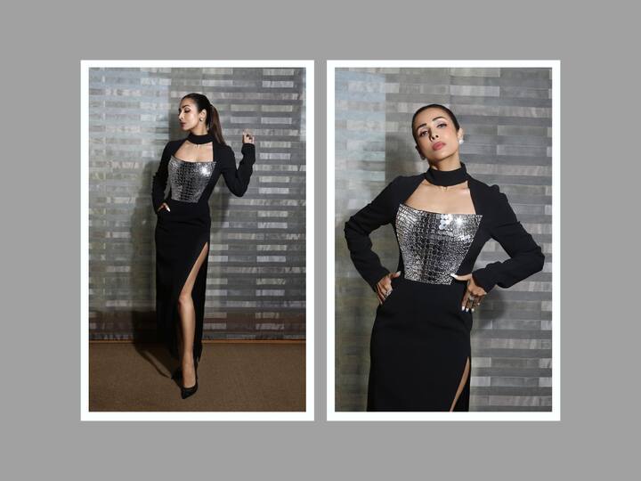 Malaika shared a couple of pictures on Instagram on Saturday where she flawlessly pulled off a look in a black and steel gown.