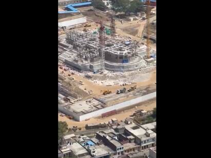 A birds eye view of Ayodhyas Ram Temple, courtesy Devendra Fadnavis Ayodhya Ram Temple: பிரமாண்டமாக உருவாகும் அயோத்யா ராமர் கோயில்.. வெளியானது கழுகுப்பார்வை வீடியோ..