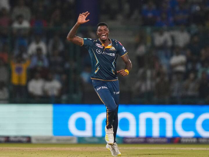 Alzarri Joseph of the Gujarat Titans with 6 wickets from 3 innings is number 5. (Image Source: PTI)