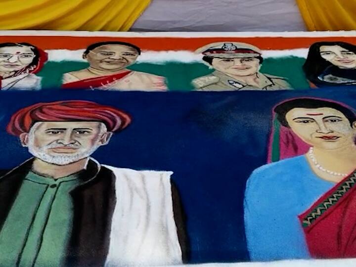 17 किलो रांगोळीचा वापर करत आरती आणि श्रद्धा ससाणे बहिणींनी रेखाटली रांगोळी