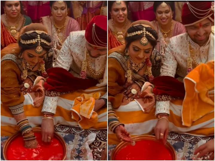 During wedding ceremony groom secretly did a work for bride in viral video शादी में दूल्हे ने चोरी से किया एक काम, दुल्हन को पता भी ना चला... वीडियो में नोटिस कर पाएंगे आप?