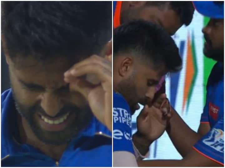 IPL 2023 DC vs MI Suryakumar Yadav Suffers Eye Injury While Attempting Axar Patel's Catch WATCH: Suryakumar Yadav Suffers Eye Injury While Attempting Axar Patel's Catch