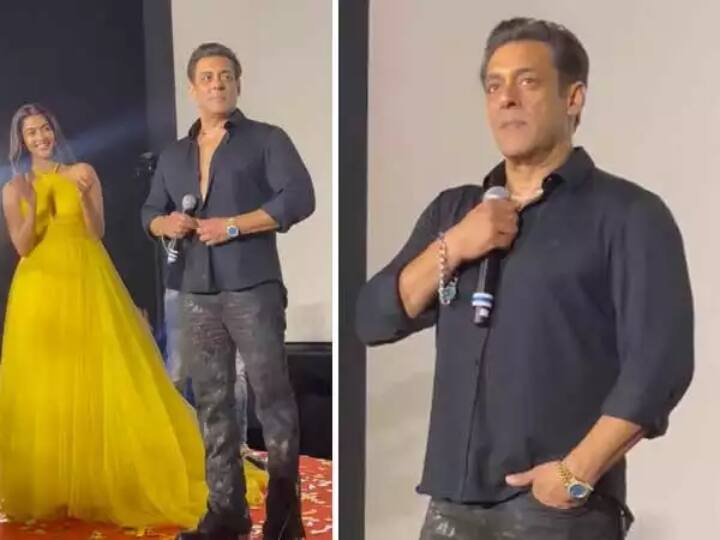 Salman khan showing six packs directly to audience goes viral in social media Watch Video : சட்டையை கழட்டிய சல்மான்... மிரண்டுபோன ரசிகர்கள்.. டிரெய்லர் விழாவில் என்ன ஆச்சு?