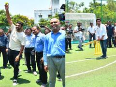 IN PICS: Udhayanidhi Plays Cricket With Ashwin During Inauguration Of Scheme For GCC School Students