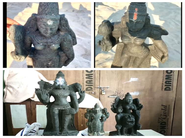 Mayiladuthurai news god idols found on the beach again and again near Sirkazhi TNN சீர்காழி அருகே மீண்டும் மீண்டும் கடற்கரையில் கிடைக்கும் சாமி சிலைகள்