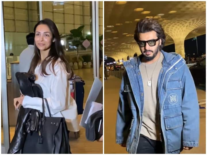 Malaika Arora and Arjun Kapoor spotted at Mumbai airport for going to holiday amidst wedding rumours वेडिंग रुमर्स के बीच साथ छुट्टियां मनाने निकले Malaika-Arjun, एयरपोर्ट पर एक्ट्रेस के नो मेकअप लुक की हुई तारीफ