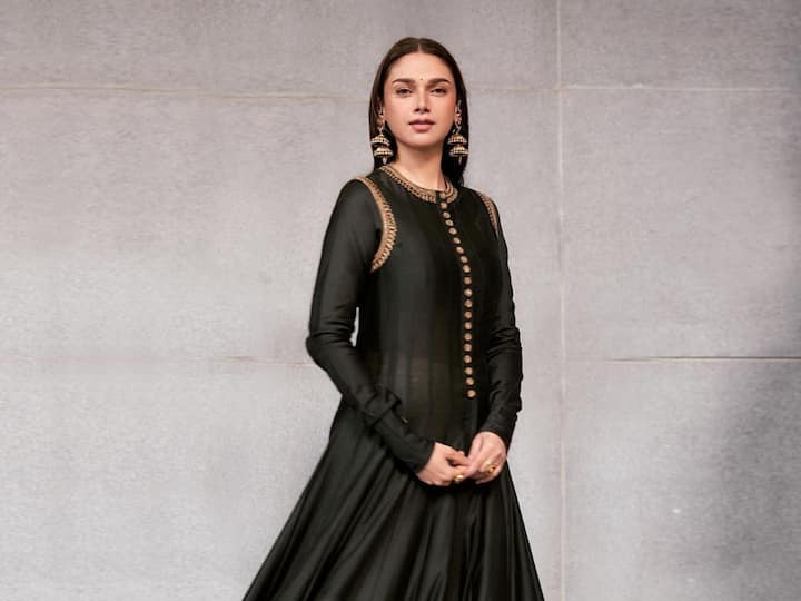 Aditi Rao Hydari, who was recently seen in Prime Video series Jubile, treated her fans with pictures in a black floor-length Anand Kabra Kalidar ethnic suit