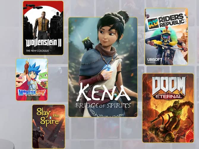 PS Plus April Free Games Catalog Lineup Date 18 Kena Doom Eternal Riders  Republic Wolfenstein PS4 PS5 PlayStation Sony