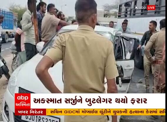 Mehsana Accident : ઊંઝા હાઈવે પર દારૂ ભરેલી કાર અને દૂધ વાહન વચ્ચે અકસ્માત, કારમાંથી મળ્યો દારૂ
