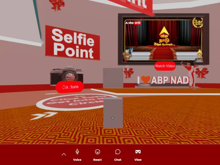 At the Selfie Point, you can take a quick capture of your avatar and share it on Twitter straight away! [Image Credit: ABP Nadu Metaverse]