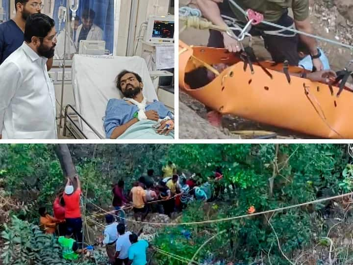 Maharashtra CM Eknath Shinde met Raigad’s bus accident victims today at a private hospital in  Panvel's Kalamboli. So far, 13 have been reported dead and 29 were hurt. Here is what happened.