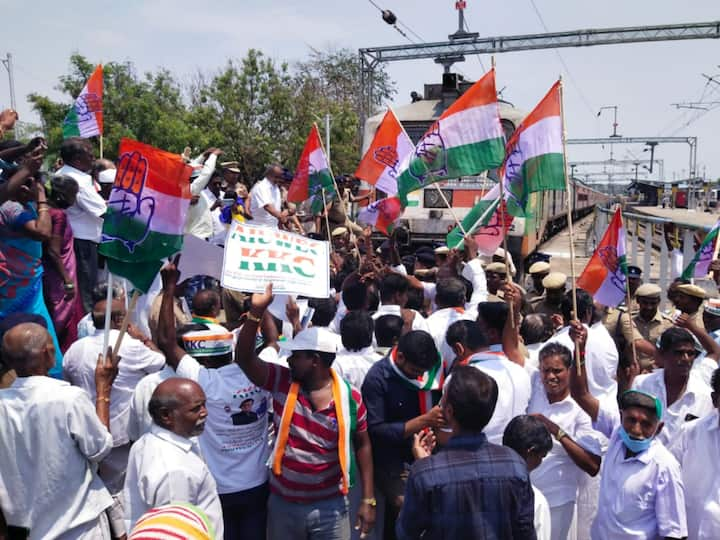 Tamil Nadu Congress workers staged a protest across the state against the disqualification of Rahul Gandhi from Lok Sabha after Surat Court's conviction in a defamation case.