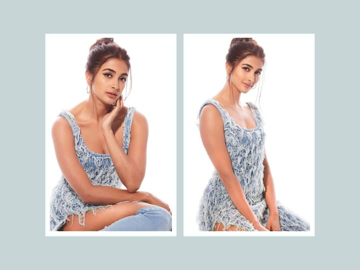 Pooja Hedge is currently busy with the promotions of her upcoming film 'Kisi Ka Bhai, Kisi Ki Jaan' and she was seen in quirky denim during one of her promotional events.