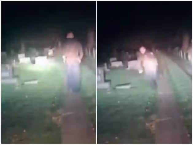 policemen ran away after hearing loud screams in cemetery Video: ਸ਼ਮਸ਼ਾਨਘਾਟ 'ਚ ਜ਼ੋਰਦਾਰ ਚੀਕਾਂ ਸੁਣ ਭੱਜੀ ਪਿੱਛੇ ਪੁਲਿਸ, ਵੀਡੀਓ ਹੋਈ ਵਾਇਰਲ