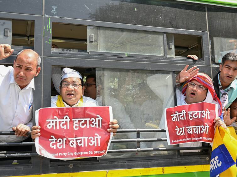 Arvind Kejriwal CBI Questioning Delhi Police Detained Punjab CB Bhagwant Mann Sanjay Singh Raghav Chadha During Protest Arvind Kejriwal Questioning: Raghav Chadha, Sanjay Singh Detained For Protest Outside CBI Office. WATCH