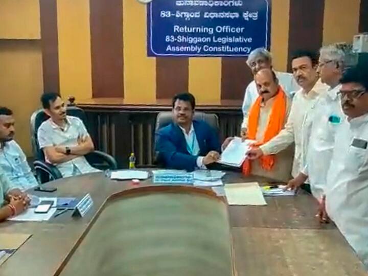 Karnataka Chief Minister Basavaraj Bommai files his nomination from Shiggaon constituency from the May 10 polls. Image Source: PTI