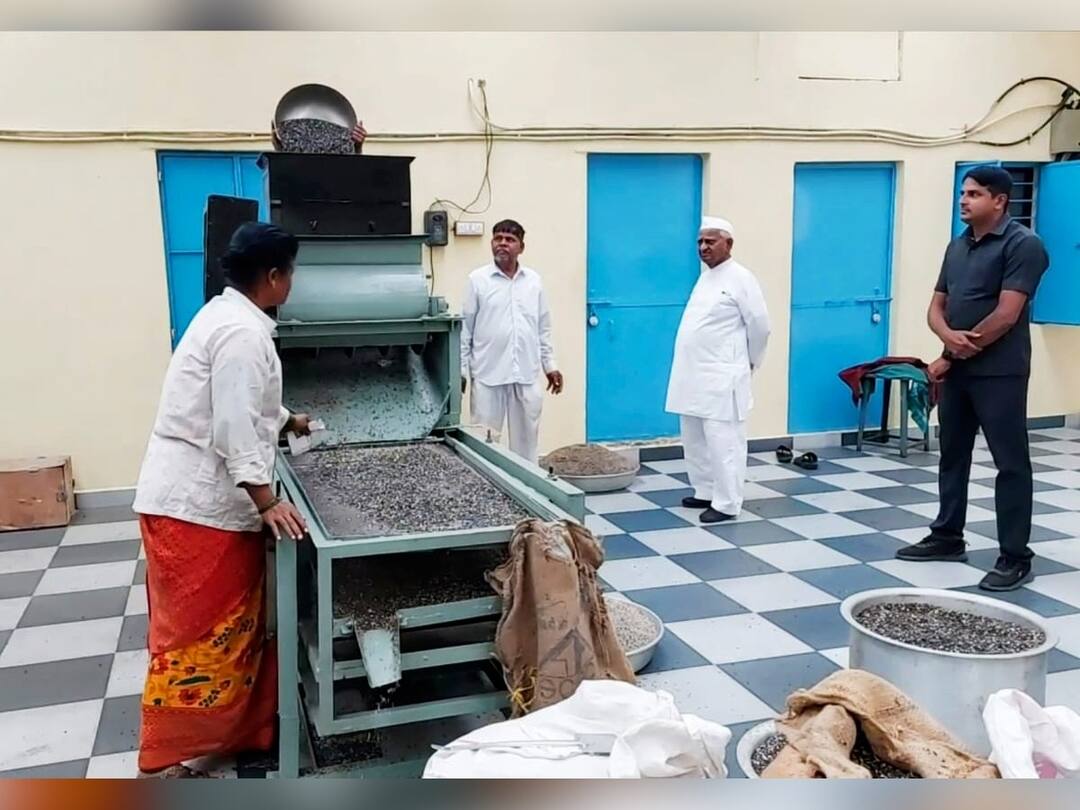 Ahmednagar News : नागरिकांच्या सुदृढ आरोग्यासाठी अण्णा हजारे यांचं नवं आंदोलन, राळेगणसिद्धीत लाकडी घाण्यातून तेल निर्मिती प्रकल्प सुरु Ahmednagar News Social activist Anna Hazare started an oil production project on wooden Oil Extraction Machine in Ralegansiddhi Ahmednagar News : नागरिकांच्या सुदृढ आरोग्यासाठी अण्णा हजारे यांचं नवं आंदोलन, राळेगणसिद्धीत लाकडी घाण्यातून तेल निर्मिती प्रकल्प सुरु