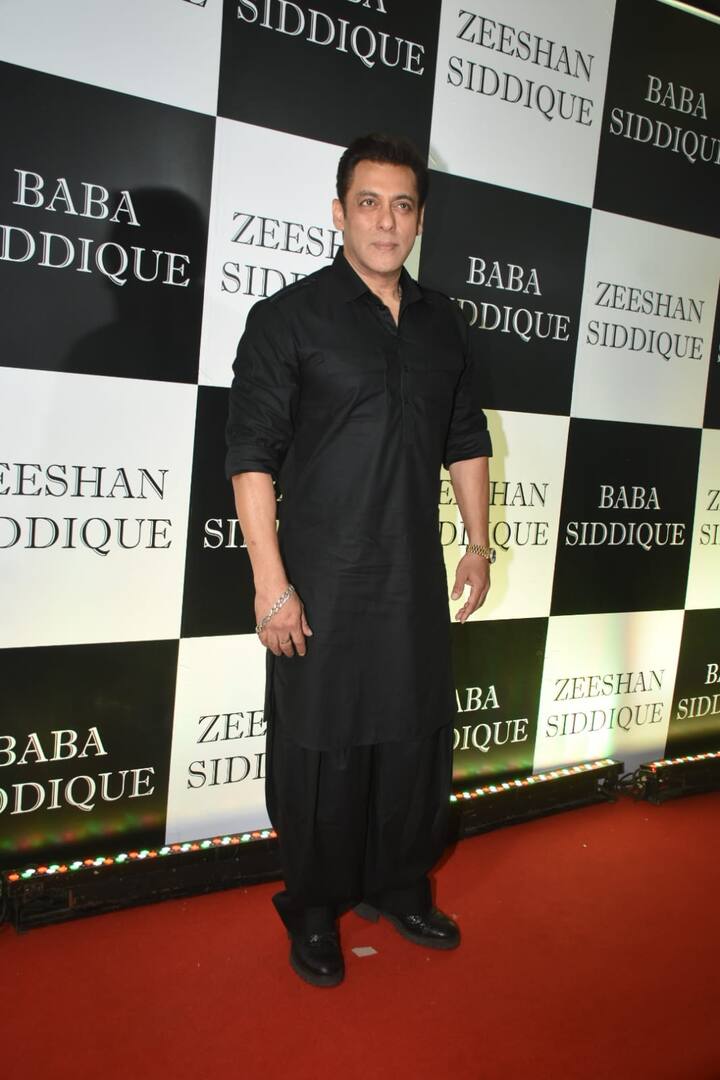 Bollywood superstar Salman Khan looked an absolute dapper in a black Pathani suit as he arrived for the iftar party.