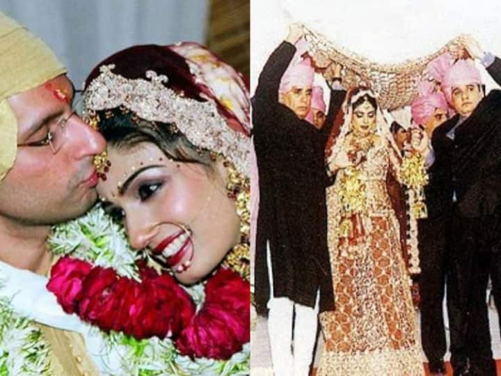 Raveena Tandon Pics: एक्ट्रेस रवीना टंडन आज भी अपनी दमदार एक्टिंग से लोगों का दीवाना बनाए हुए है. आज हम आपको एक्ट्रेस की शाही शादी की कुछ तस्वीरें दिखा रहे हैं. जब वो 100 साल पुरानी डोली में बैठी थीं.