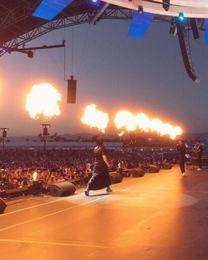 Diljit shared a series of pictures that gave a glimpse from behind-the-scenes of his performance at the music festival.