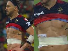 पेट पर पट्टियां बंधे होने के बावजूद सीएसके पर छक्कों की बारिश कर रहे थे डु प्लेसिस, वायरल हुआ फोटो