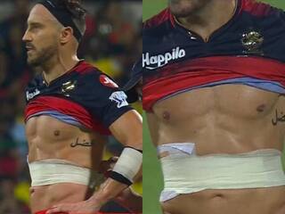 IPL 2023: पेट पर पट्टियां बंधे होने के बावजूद सीएसके पर छक्कों की बारिश कर रहे थे डु प्लेसिस, वायरल हुआ फोटो