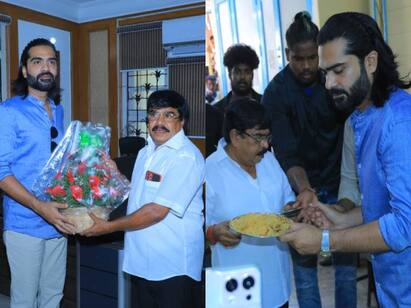 actor Silambarasan TR meeting fan club executives at his home Silambarasan TR: வீட்டுக்கு வந்த ரசிகர் மன்ற நிர்வாகிகள்.. பிரியாணி விருந்தளித்து அசரடித்த சிம்பு.. வைரல் வீடியோ..