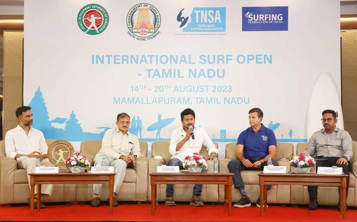 Udhayanidhi Stalin said, International Surf Open QS 3000- TN 2023 will be held at Mahabalipuram from August 14 to 20 (Credit: Twitter/@Udhaystalin)