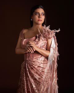 Kajol Channels Her Inner Glamour In A Pink Metallic Saree - SEE PICS