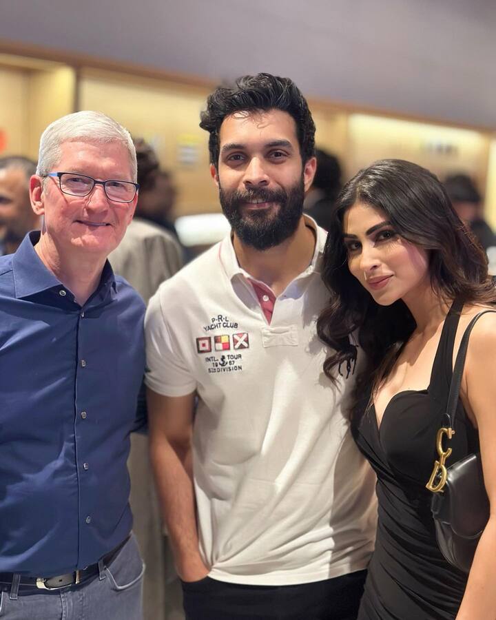 Mouni Roy and her husband also posed at the occasion. She was dressed in a stunning black dress. (Image Source: Instagram/FilmiFever)