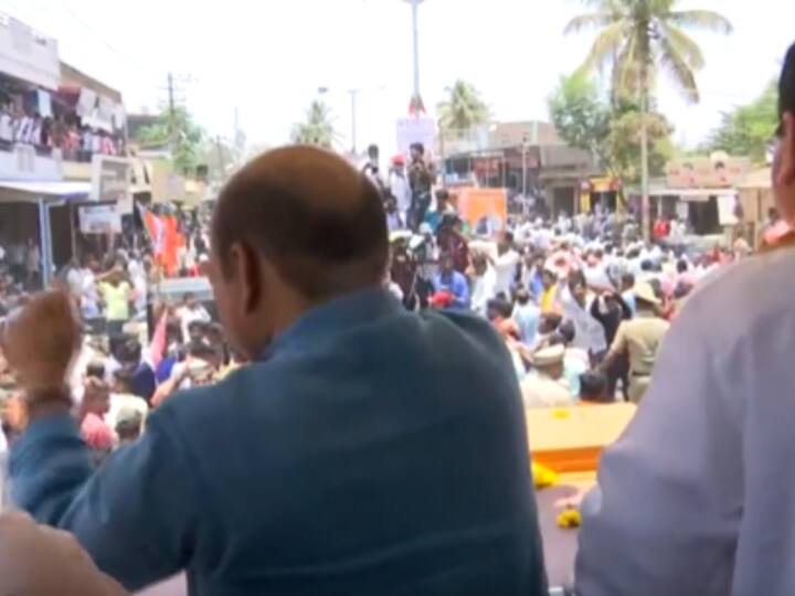 Chief Minister Basavraj Bommai and other BJP leaders were present during the roadshow. (Photo: ANI)