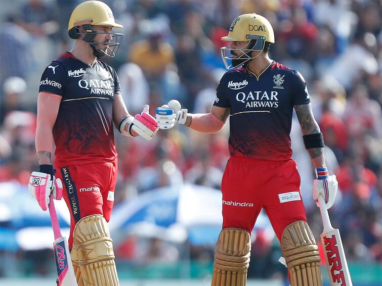 IPL 2023: RCB give target of 175 runs against PBKS in Match 27 at Punjab Cricket Association Stadium 2023 Ipl live marathi News PBKS vs RCB, 1 Innings Highlights: विराट-फाफची दमदार फलंदाजी, आरसीबीची 174 धावांपर्यंत मजल