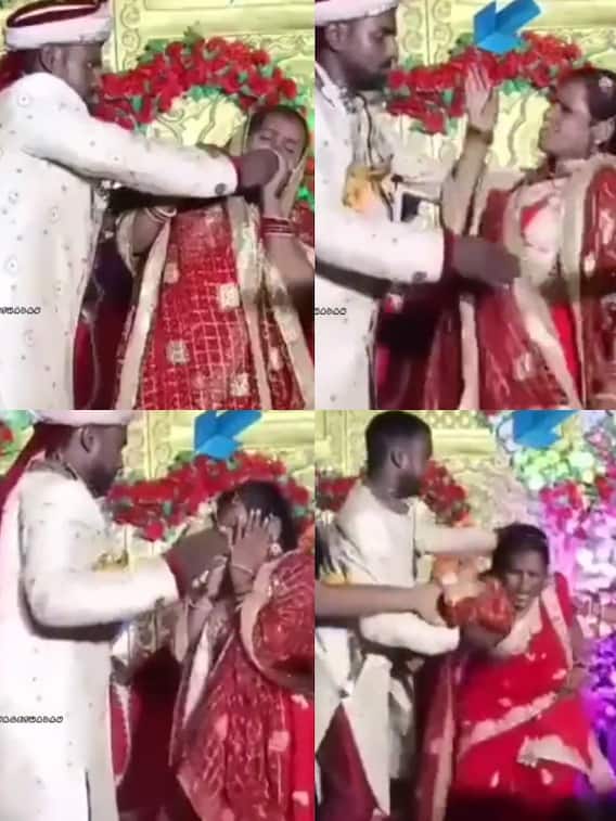 आपसी कहासुनी में स्टेज पर ही भिड़े दुल्हा-दुल्हन, देखें वीडियो