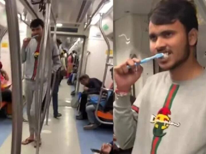 Watch: After viral Delhi Metro girl video, man brushing his teeth inside metro stuns internet Watch Video: 