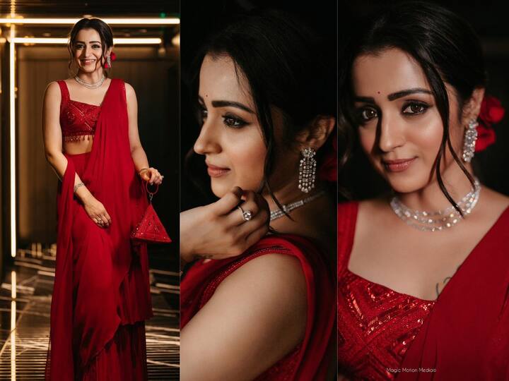 Trisha: நடிகை த்ரிஷா, கொச்சியில் நடந்த பொன்னியின் செல்வன் 2 படத்தின் ப்ரமோஷனில் சிகப்பு நிற உடையணிந்து கலந்து கொண்டார்.