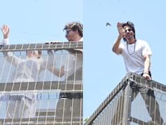 Shah Rukh Khan Greets Fans On Eid; Son AbRam Also Waves At Them. See Pics
