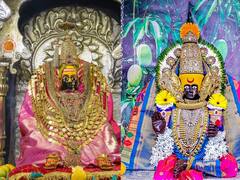 महाराष्ट्राची कुलस्वामिनी आई तुळजाभवानी माता आणि करवीर निवासिनी अंबाबाईची देवी यांच्या सभोवताली आंब्यांची आरास; अक्षय तृतीया निमीत्तानं आंब्याची आरास करून पूजा करण्यात आली