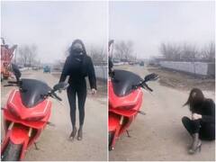 हवाबाजी करना लड़की को पड़ा भारी, स्टाइल मारते ही जमीन पर आ गिरी...देखिए वीडियो