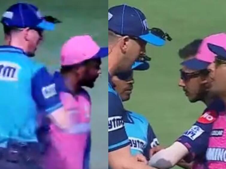 RCB VS RR: Sanju Samson argued with umpire in confusion of Time out - Watch Video Watch Video: போட்டிக்கு நடுவே நடுவருடன் போர்.. வாக்குவாதம் செய்த சாம்சன்.. தடுத்து நிறுத்திய சங்ககாரா!