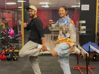 virat kohli anushka sharma dance in gym on punjabi song rcb ipl 2023 Virat Kohli Anushka Sharma Dance: உப்பு கருவாடு, ஊற வச்சசோறு.. மனைவியுடன் கும்மாங் குத்து குத்திய கோலி.. வைரல் வீடியோ!