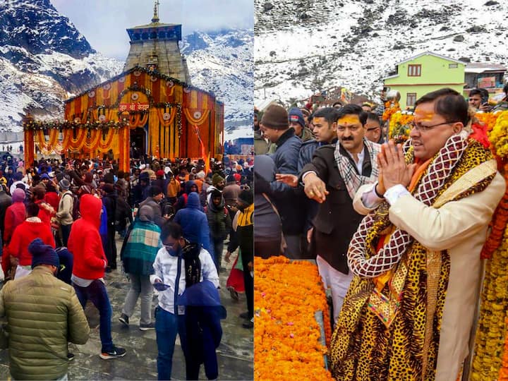 Portals Of Kedarnath Temple Now Open For  Devotees, CM Pushkar Singh Dhami Among Thousands To Offer Prayers On First Day Badrinath Snow IMD Advises Portals Of Kedarnath Shrine Open For Devotees