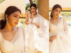 Aishwarya Lekshmi: 'வெண்ணிலவே வெள்ளி வெள்ளி நிலாவே..' பொன்னியின் செல்வன் பூங்குழலியின் வெண்ணிற புடவை க்ளிக்ஸ்!